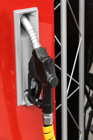 Fuel pump with pistol on exhibitionの写真素材