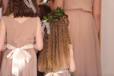 Cute little girls on wedding ceremonyの写真素材