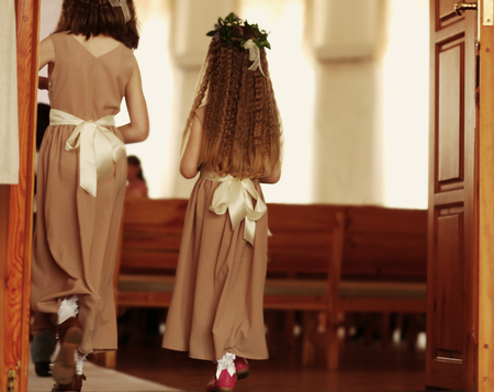 Cute little girls on wedding ceremonyの写真素材