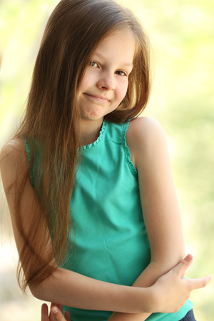 Portrait of happy little girlの写真素材