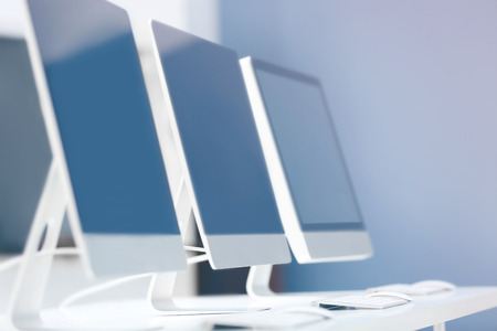 Modern computers in the officeの写真素材