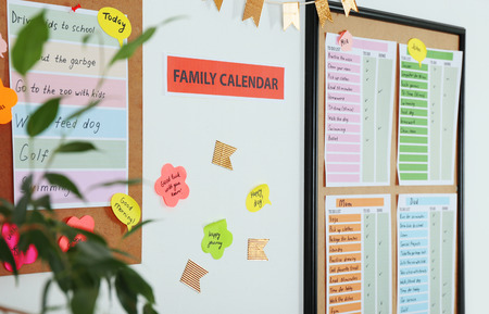 Family calendar planner hanging on the wall
