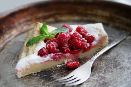 Fresh berry dessert on panの写真素材