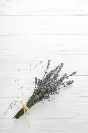 Lavender on wooden backgroundの写真素材