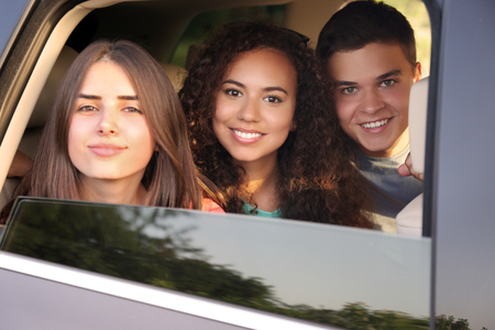 Friends in a car
