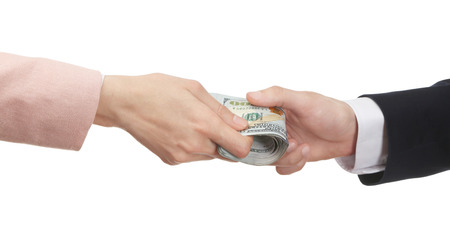Businessman receiving bribe. Corruption concept