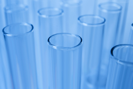 Test tubes on blue background