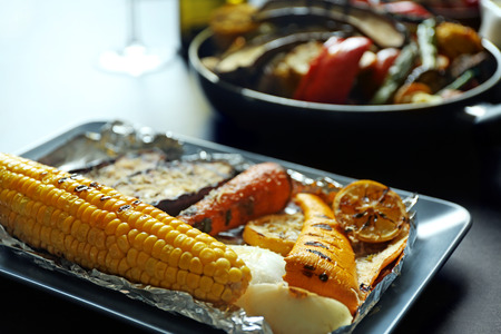 Tasty dishes of grilled vegetables