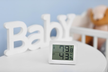 Digital temperature and humidity control in baby roomの写真素材