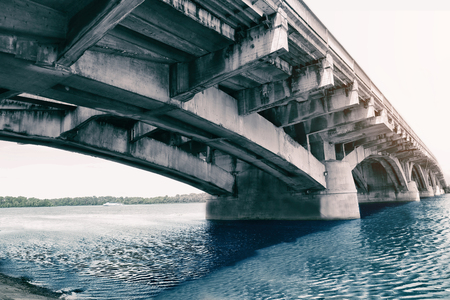 Concrete bridge over riverの写真素材