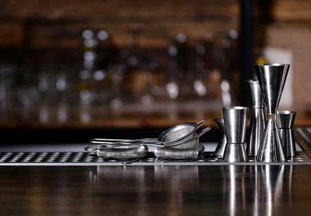 Barman equipment on counterの写真素材