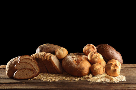 Fresh bread on dark backgroundの写真素材
