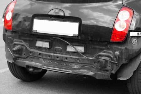 Black car after accident, close upの写真素材