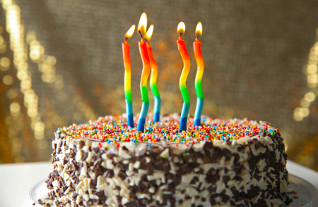 Birthday cake on dark background