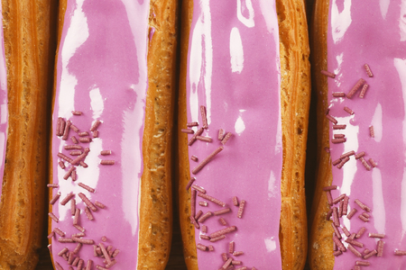 Delicious eclairs closeup