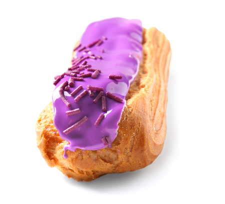 Delicious eclair isolated on white