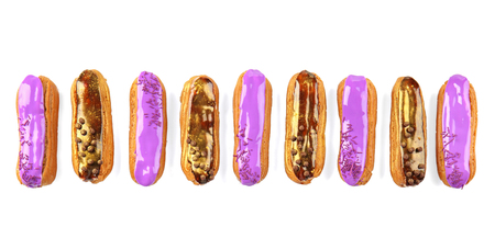 Delicious eclairs isolated on white