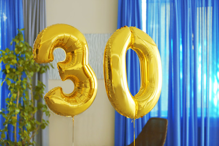 Golden balloons for  30th birthday  celebrationの写真素材