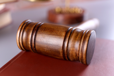 Judge's gavel on book, closeupの写真素材