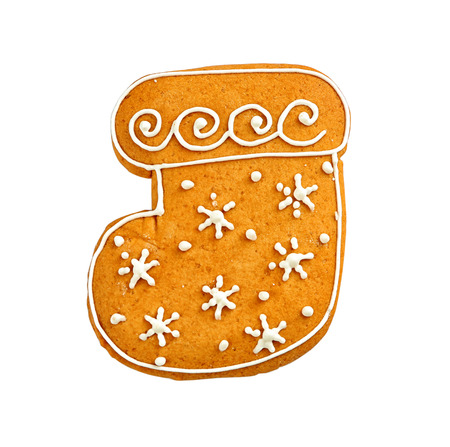 Delicious Christmas cookie on white backgroundの写真素材