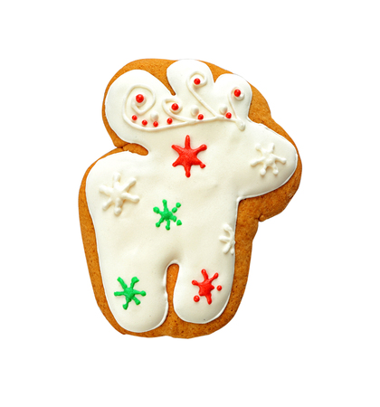 Delicious Christmas cookie on white backgroundの写真素材