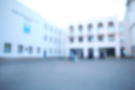 Blurred view of modern school buildingの写真素材