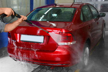 Car in car wash stationの写真素材