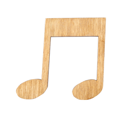 Wooden music note isolated on whiteの写真素材