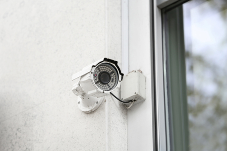 Security CCTV camera on streetの写真素材