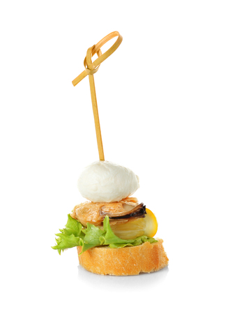 Gourmet canape isolated on whiteの写真素材