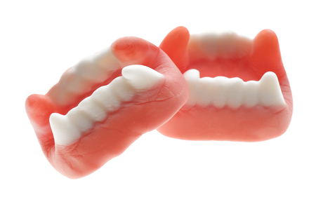 Jelly vampire jaws for Halloween party, isolated on white