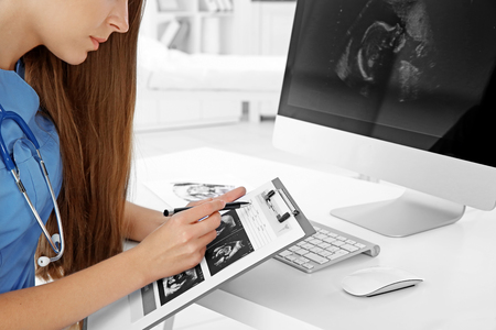 Gynecology consultation. Doctor working in officeの写真素材
