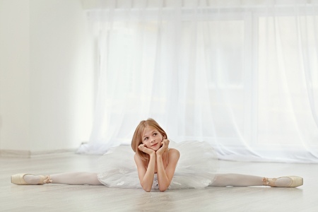 Small ballerina dancer at homeの写真素材