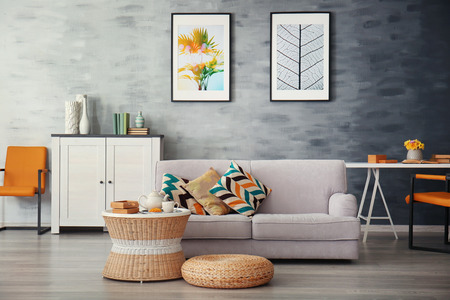 Modern living room with sofa and furniture