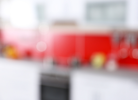 Blurred background of modern kitchen interiorの写真素材