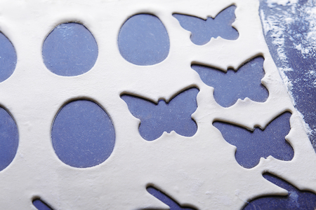 Process of baking Easter homemade cookiesの写真素材