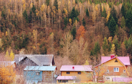 Small village in mountainsの写真素材