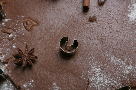 Chocolate cookie alphabet preparation processの写真素材