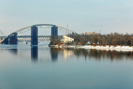 View of modern bridge across riverの写真素材