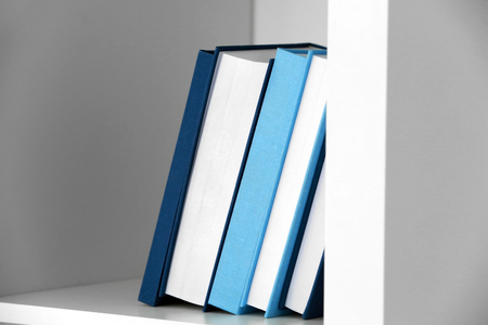 New books on shelf closeupの写真素材