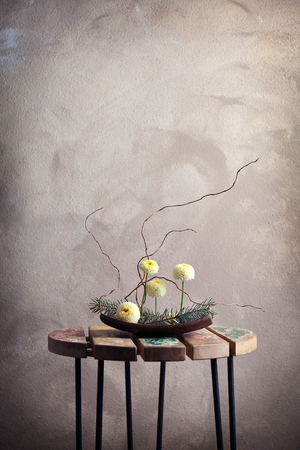 Flower arrangement on a color backgroundの写真素材