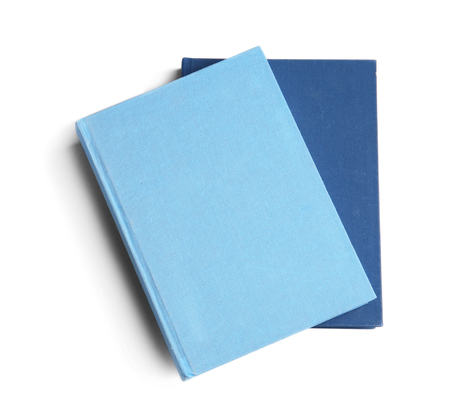 New hardcover books on white background