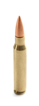 Rifle bullet on white background