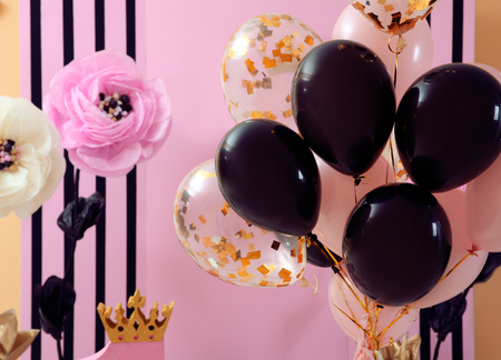 Beautiful room decorated for partyの写真素材