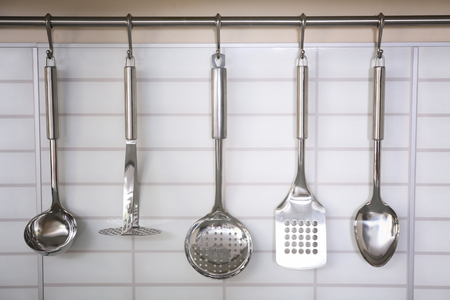 Set of utensils on kitchenの写真素材