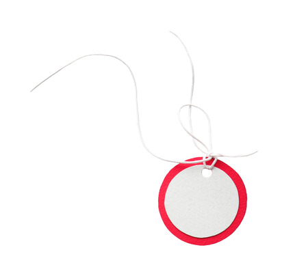 Card with ribbon on white backgroundの写真素材