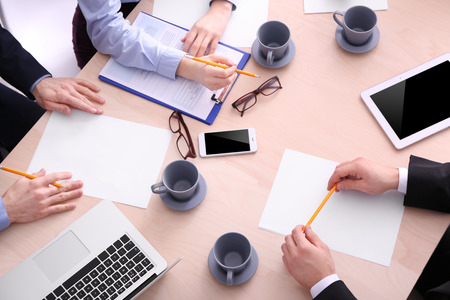 Job interview at table in modern office