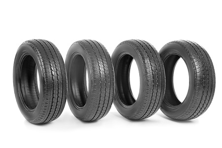 Car tires, isolated on white backgroundの写真素材