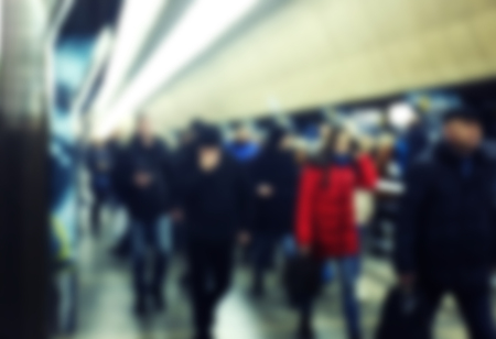 Blurred abstract background of people traffic in subwayの写真素材