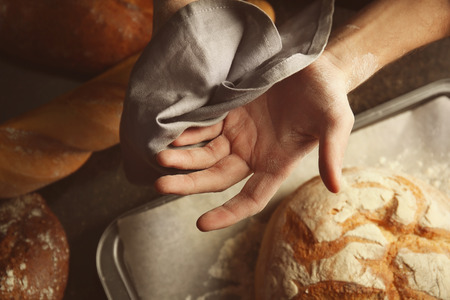 Wiping hands from flour, closeup